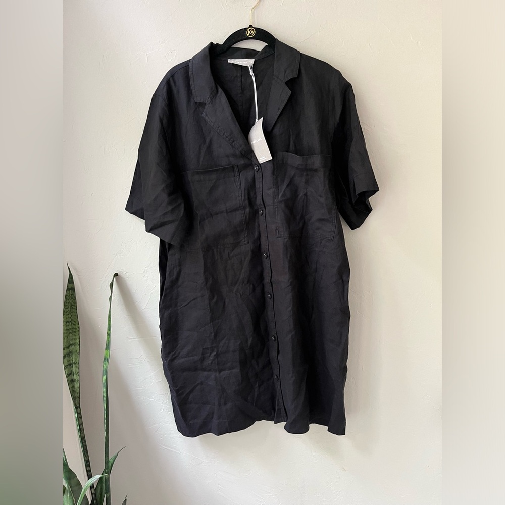🖤EVERLANE THE LINEN WORKWEAR DRESS IN BLACK S XL - Picture 6 of 7